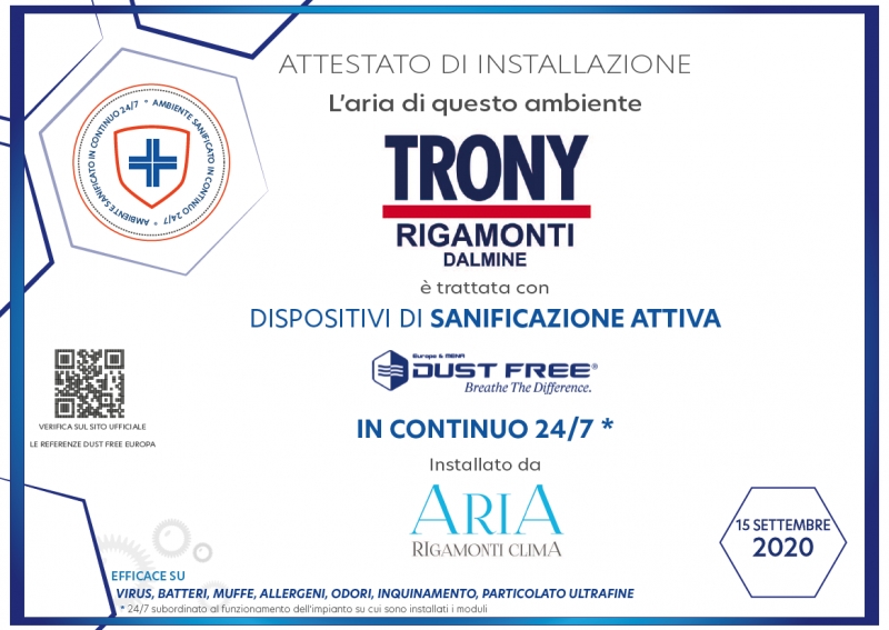 Da Trony Rigamonti Dalmine respiri Aria Sanificata